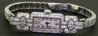 Tiffany & Co Antique Art Deco Platinum 3.  49ct Vs Diamond Ladies Mechanical Watch