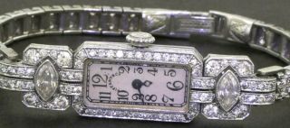 Tiffany & Co antique Art Deco Platinum 3.  49CT VS diamond ladies mechanical watch 2