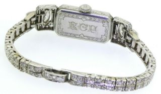 Tiffany & Co antique Art Deco Platinum 3.  49CT VS diamond ladies mechanical watch 7