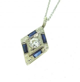 . 20 Ct Diamond Old Minor Cut Antique.  48 Ct Tw Sapphires 18k/14k Gold Necklace