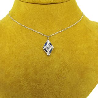 . 20 ct Diamond Old Minor Cut Antique.  48 ct tw Sapphires 18k/14k Gold Necklace 2