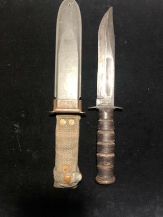 Vintage Ww2 Robeson Shuredge Usn Mark 2 Fighting Knife With Hard Scabbard Navy