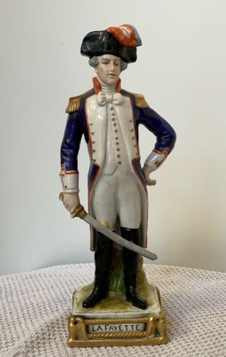 Antique French Military Soldier Porcelain Figurine German Scheibe " Lafayette "