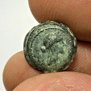 Ancient Greek Ptolemy Bronze Coin Cleopatra Vii 2.  1gr 13.  3mm
