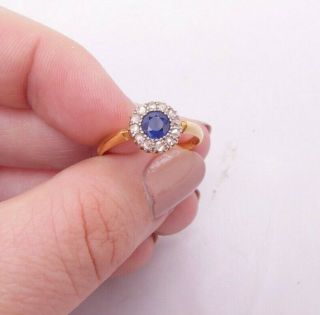 18ct Gold Diamond Sapphire Art Deco A Brothers Cluster Ring 18k 750