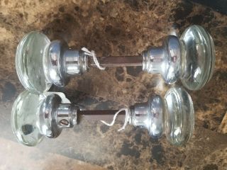 Set Of 2 Matching Vintage Glass Door Knobs - - Total 4 Knobs W/matching Hardware
