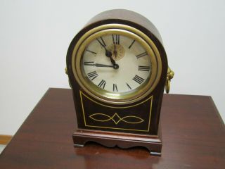 Vintage 1918 E.  Ingraham Desk Boudoir Alarm Clock Lion Head Handles Runs Well.