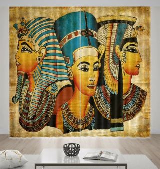 Ancient Egyptian Woman Window Curtains Mural 3D Printing Blockout Drapes Fabric 2