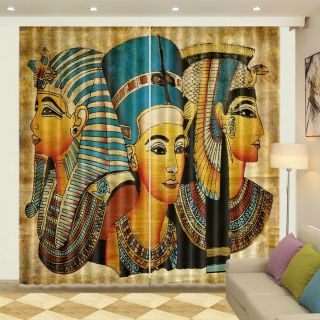 Ancient Egyptian Woman Window Curtains Mural 3D Printing Blockout Drapes Fabric 3