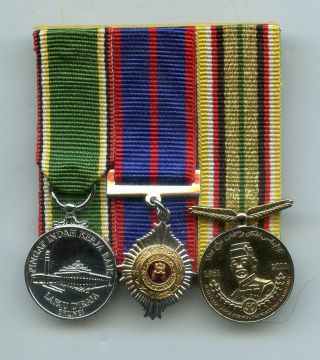 Brunei Army Medal Group Of Miniature Rare Silver