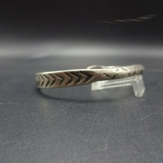 ANTIQUE 1890s NAVAJO Coin Silver INGOT TURQUOISE Cuff BRACELET Chisel Stamped 5