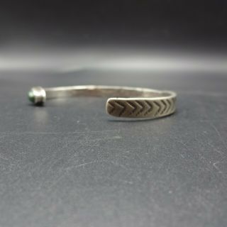 ANTIQUE 1890s NAVAJO Coin Silver INGOT TURQUOISE Cuff BRACELET Chisel Stamped 6