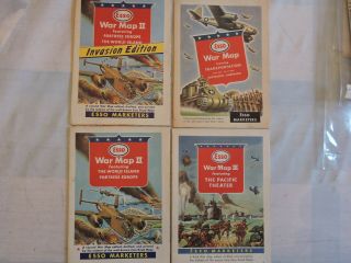 Set Of 4 1943 Wwii Large War Maps Esso Gasoline
