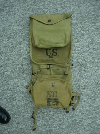 Wwi U.  S.  M1910 Haversack With Mess Attachment & " Meat Can " - 1918