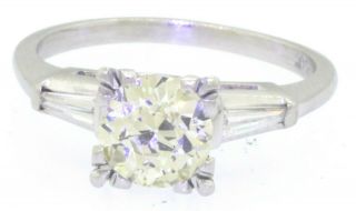 Antique Platinum 1.  70ctw Vs1 Diamond Wedding/engagement Ring W/ 1.  40ct Ctr.