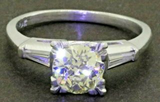 Antique Platinum 1.  70CTW VS1 diamond wedding/engagement ring w/ 1.  40CT ctr. 3