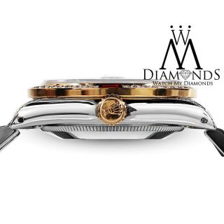 Ladies Rolex Steel & Gold 26mm Datejust Watch Pink String Dial Ruby & Diamond 5