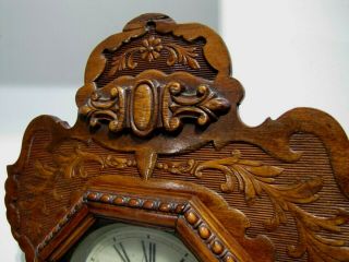 ANTIQUE ANSONIA MANTEL WALL CLOCK ART NOUVEAU GINGERBREAD STRIKING & ALARM BELL 6