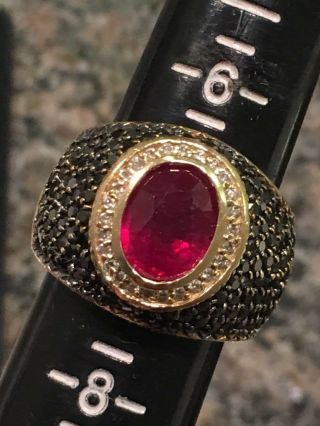 BH EFFY 14k Solid Gold Natural Ruby & Diamond Cocktail Ring 11.  6 Grams 7