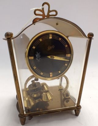 Vintage Schatz German Brass & Glass Mantle Clock - S25