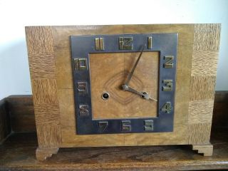 Art Deco H A C Wooden Clock 22 X 29 X 9cm