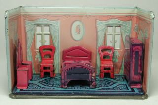Vintage Marx Newlywed Tin Litho Bedroom With Furniture 1920 