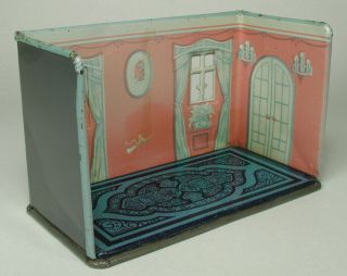 Vintage Marx Newlywed Tin Litho Bedroom with Furniture 1920 ' s 5