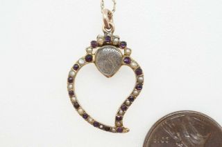 Antique Georgian Gold Amethyst & Seed Pearl Witch 