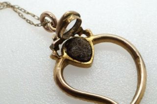 ANTIQUE GEORGIAN GOLD AMETHYST & SEED PEARL WITCH ' S HEART LOCKET PENDANT c1770 7