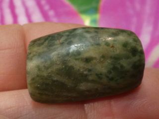 Ancient Pre - Columbian Mesoamerican Giant Deep Green Jade Bead 27.  5 By 17.  4