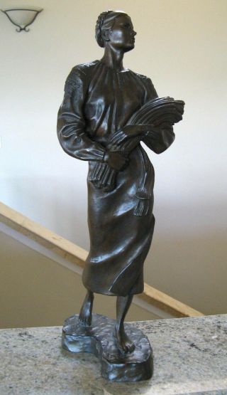 Vintage John Weaver Limited Bronze Sculpture Madonna Of The Wheat Studio West