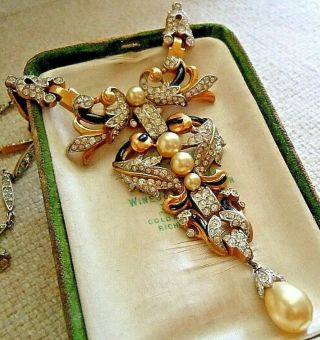 Signed Trifari Empress Eugenie Philippe Necklace,  Centerpiece,  Rare