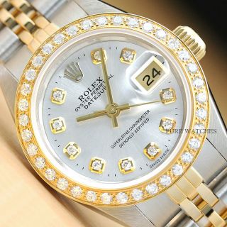 Rolex Ladies 2 Tone Datejust 18k Yellow Gold & Stainless Steel Quickset Watch