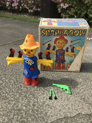 Vintage 1964 Ideal Toy Scarecrow Crow Target Game,  Only Missing Darts,  W Box 2