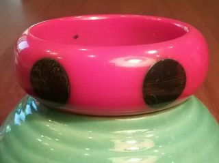 Bakelite Vintage Bracelet Bangle Polka Dot Red 1 - 1/8 " Wide Art Deco 1930s