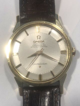 Rare 1960s Omega Constellation Pie Pan Cal551 Vintage Watch,  Ss & 14k Gold