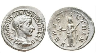 Gordian Iii Exquisite Silver Denarius Ancient Roman Empire Coin Strike