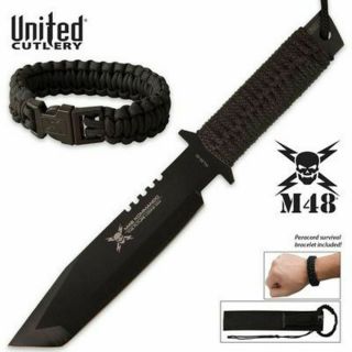 United Cutlery M48 Kommando Tanto Dagger Knife W/ Sheath & Paracord Bracelet Nos
