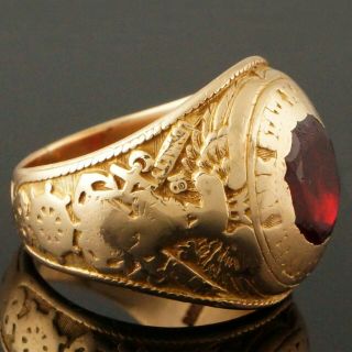 Heavy Solid 10k Gold & Red Stone York State Maritime Academy,  Class Ring,  Nr