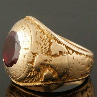 Heavy Solid 10K Gold & Red Stone York State Maritime Academy,  Class Ring,  NR 3