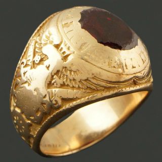 Heavy Solid 10K Gold & Red Stone York State Maritime Academy,  Class Ring,  NR 4