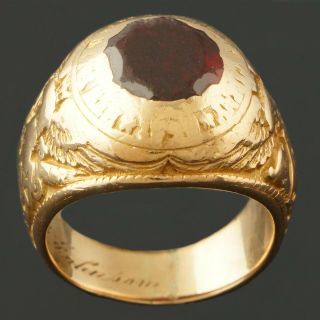 Heavy Solid 10K Gold & Red Stone York State Maritime Academy,  Class Ring,  NR 5
