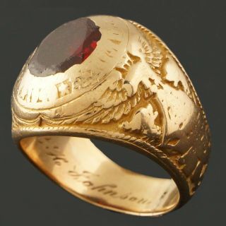 Heavy Solid 10K Gold & Red Stone York State Maritime Academy,  Class Ring,  NR 6