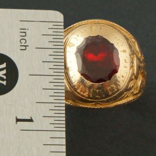 Heavy Solid 10K Gold & Red Stone York State Maritime Academy,  Class Ring,  NR 9