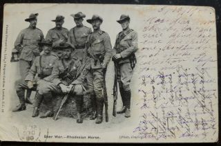 1900 South Africa Boer War Rhodesia Horse Cavalry Riders Pose Photo Postcard Rrr