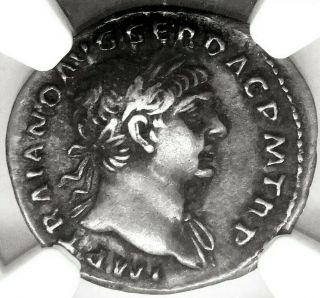 Trajan 98 - 117 Ad.  Toned Denarius.  Ancient Roman Silver Coin.  Ngc Ch Vf