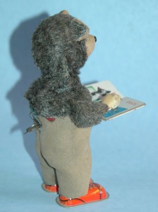 1960 vintage ALPS Japan tin WIND UP clockwork READING BEAR 7 