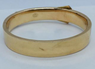 Antique Art Deco 14k Yellow Gold & Diamond Buckle Strap Design Bangle Bracelet 4