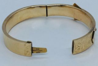 Antique Art Deco 14k Yellow Gold & Diamond Buckle Strap Design Bangle Bracelet 6