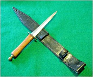 Vtg Sheath Hunt Blade Bef F/s Stiletto Dirk Fighting Knife 1 Dagger Fold Case